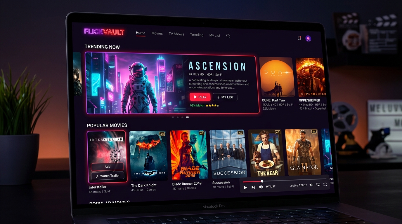 FlickVault Cinema - 4K Video Streaming Platform & Paywall